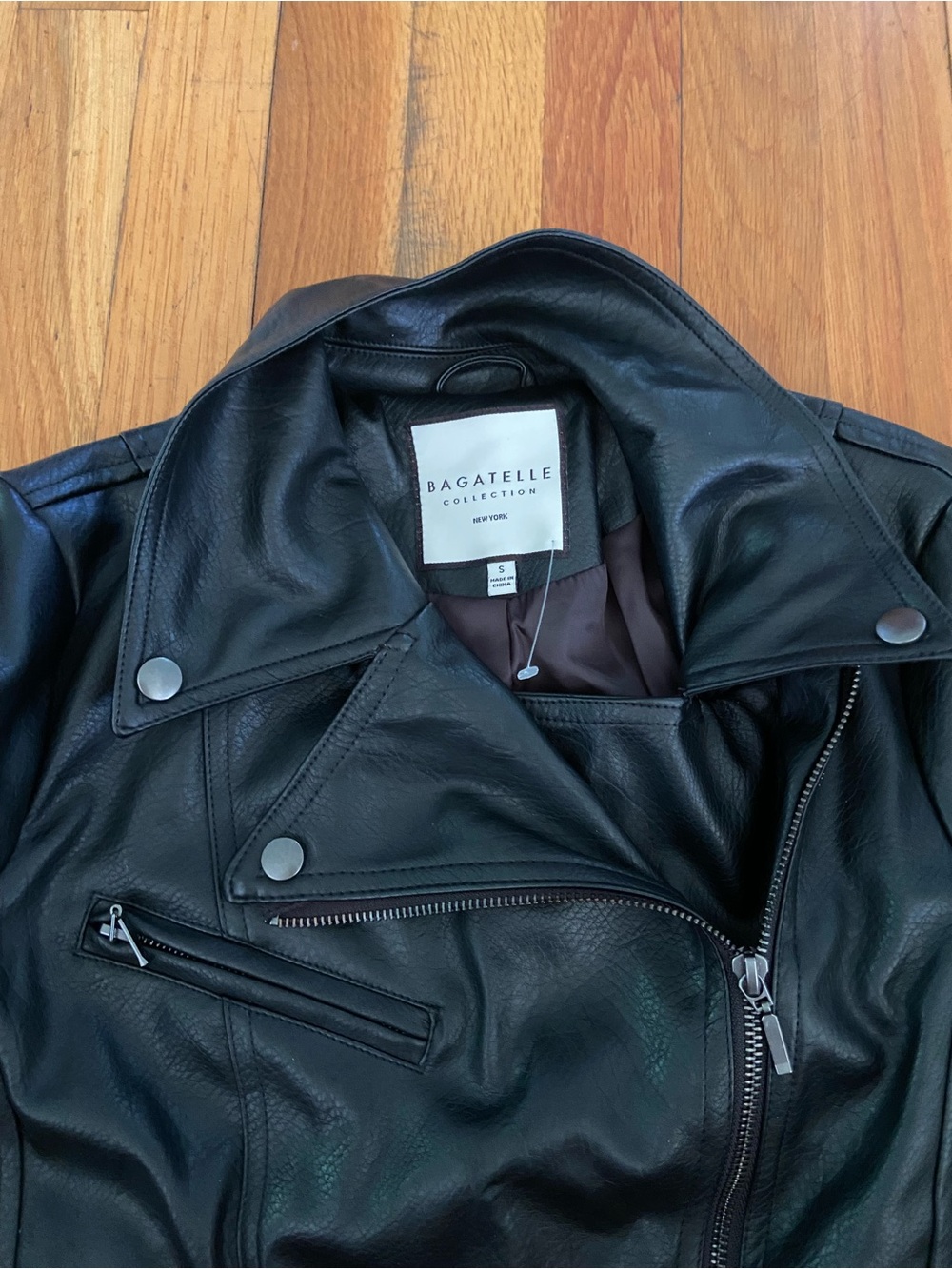 Bagatelle Black Moto-Style Faux Leather Jacket